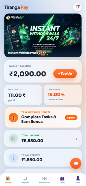 Tiranga Pay Official Mobile App Interface